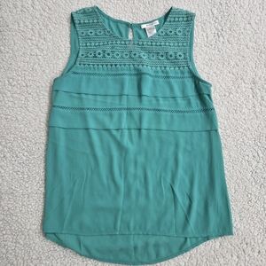 Esley Turquoise Sleeveless Top with Lace Boho Womens S‎
